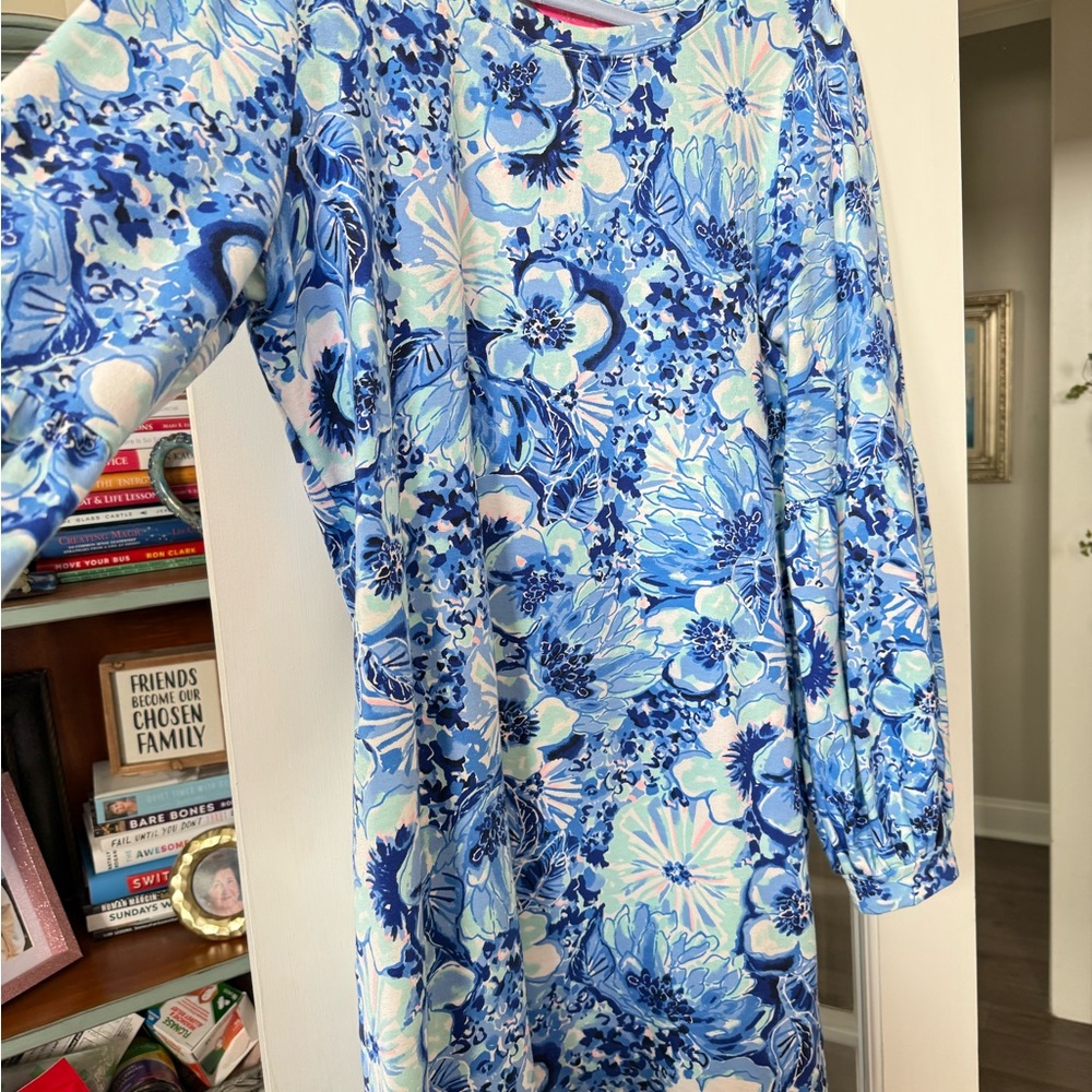 LILLY PULITZER ROUND NECK COASTAL BLUE SWEATSHIRT BARTLETT CATCH N KEEP DRESS XL - Picture 13 of 15